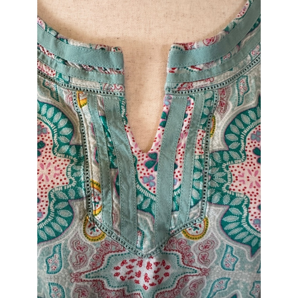 Talbots Paisley Tunic Top Womens XL Pastel Pima Cotton Modal 3/4‎ Sleeve Coastal - Picture 11 of 13